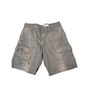 Wrangler Men's Cargo Shorts Sz 34 Gray Flat Front Chino 6 Pockets Sun Bleached